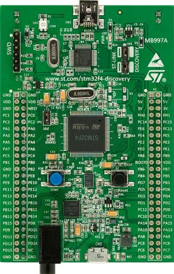 Example hardware & code STM32-F4-Discovery kit from STMicroelectronics Download the example projects with ready-made code from TrueSTORE (inside TrueSTUDIO).