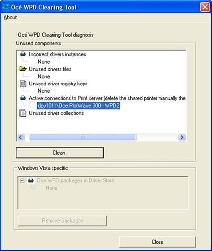Use of Océ WPD Cleaning Tool Manual cleaning: impossible to install Océ WPD with the setup method (Setup error) Description It is possible that you cannot install, or upgrade, the Océ WPD printer