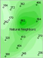 Interpolation Methods Natural Neighbors based on Voronoi tessellations Surface created using