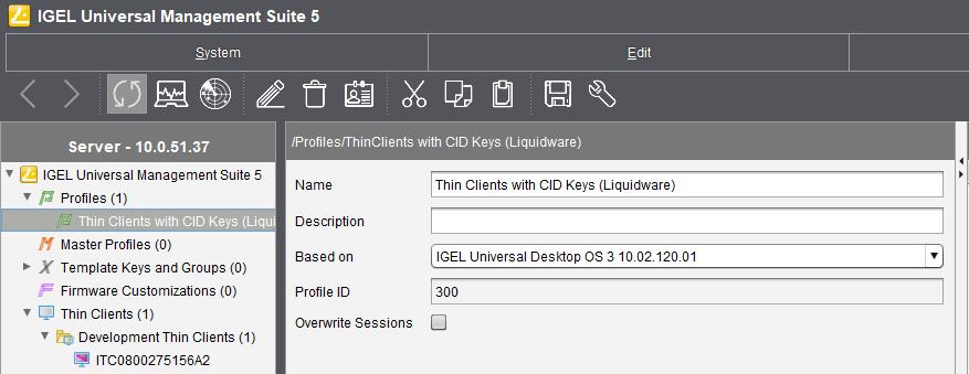 For these instructions, we will call this profile Thin Clients with CID Keys (Liquidware). 9. Right-click on Thin Clients with CID Keys (Liquidware) profile and select Edit Configuration menu option.