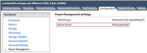 3. Launch the VMware vsphere Client on the SoftLayer VM instance. 4. Select the ESX server. Under the Configuration tab, select Power Management from the Hardware window. 5.