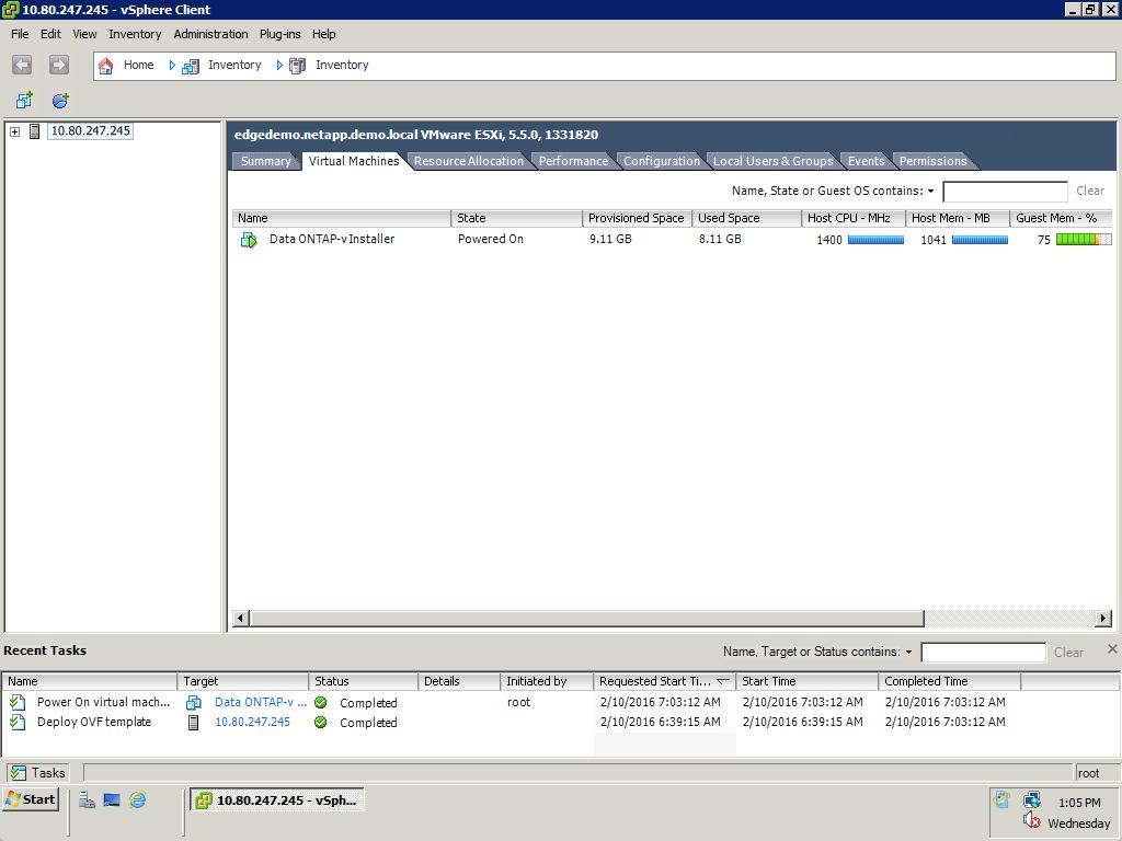 19. After the VM has powered on, open the vsphere console and follow the on-screen instructions to perform a static