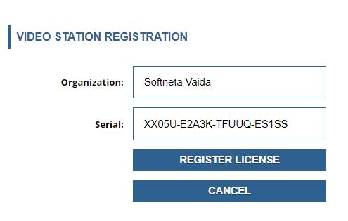 Functional description 32 Picture 42. About To register license follow these steps: 1. Enter Organization name. 2. Enter Serial number which you got from Softneta. 3. Ensure that internet conection is working and select Register license.