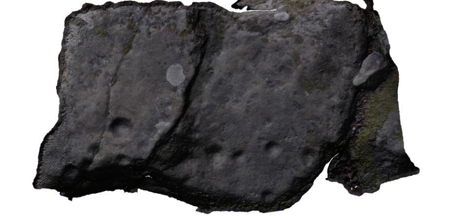 There are many possible options to build a texture, but we recommend the following: FIGURE 5. Visualization of a 3D model of a carved rock from Clava with texture, made by Alan Thompson (NOSAS).