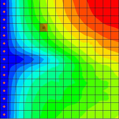 Figure 6 The well cell to select 3. Select Wells from the list on the left. 4. Enter -190000 in the Q (flow) (m^3/d) column of the numbered row in the spreadsheet on the right. 5.
