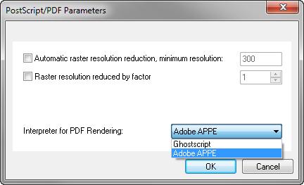 Select the Interpreter for PDF Rendering: Selecting Ghostscript will activate the default Post- Script/PDF interpreter (Artifex
