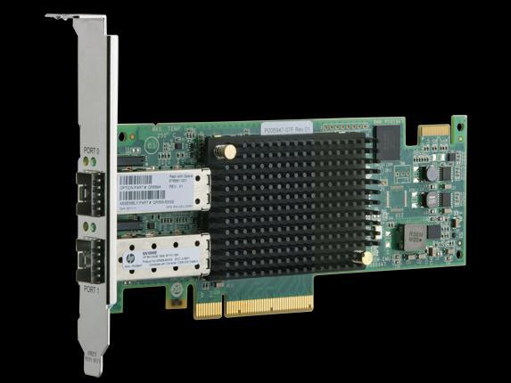 HP StoreFabric SN1000E 16Gb Host Bus Adapter The HP ProLiant DL80p Gen8 servers are configured with the HP SN1000E 16Gb 2-port PCIe Fibre Channel Host Bus Adapter as shown in Figure.
