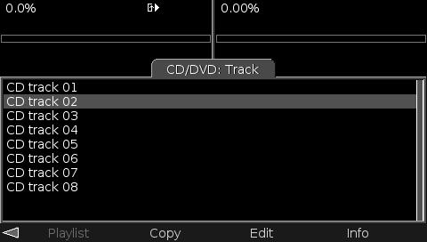 Use the Menu Buttons to select the drive with the track(s) you want to copy. If you inserted your disc into the HDMIX s CD/DVD drive, select CD/DVD.