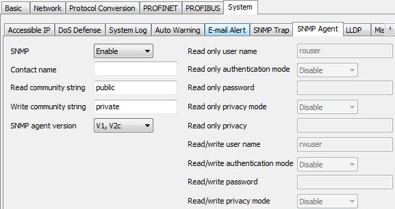 SNMP Agent The SNMP Agent tag allows users to adjust the SNMP related setting.