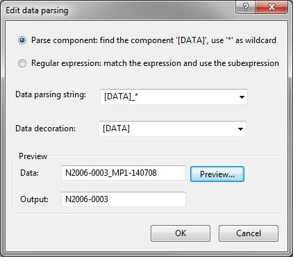3. Importing curve files 3 9. In the Data parsing dialog box, fill in following data parsing string: [DATA] *. The asterisk will serve as wildcard. 10.