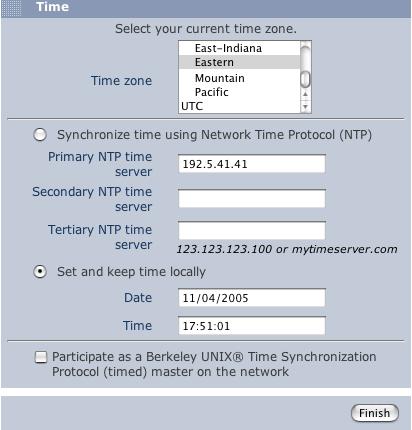 Date and Time Date and Time To set the date and time zone: 1. Click the Date and Time menu item to display the time configuration page. 2.