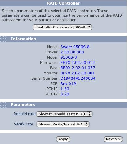 RAID Configuration RAID Configuration To configure the RAID settings: 1. Click the RAID Setup Wizard menu item to display the first of several RAID setup pages.