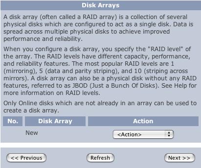 RAID Configuration 5. After verifying or selecting the desired state for all the physical disks attached to the controller, click Next to advance to the next page.
