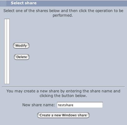 Configuration 12. With basic CIFS setup complete, click on the Shares Wizard menu item to create a new CIFS share. 13.