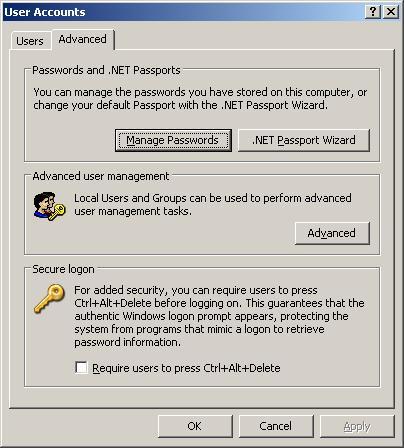 3) Select the Advanced and at the Secure Logon part, please untick the check box Require