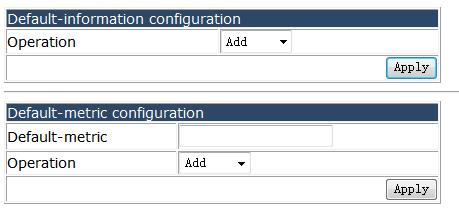 4.18.2.3 Default configuration. Choose Route configuration > RIP configuration > Default configuration, and the following page appears.