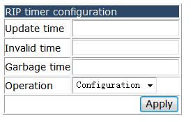 Choose Route configuration > RIP configuration > RIP timer configuration, and the