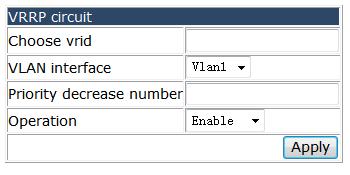 page appears.you can set the priority decrease number for the VRRP ID. 4.
