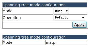 you can set the Spanning tree work mode to MSTP, STP or RSTP. 4.23.3.7 Spanning tree cost-format configuration.