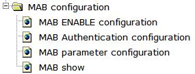 Choose Authentication configuration > MAB configuration, and the following page appears.