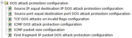 4.30 DOS attack protection configuration. Choose DOS attack protection configuration, and the following page appears.