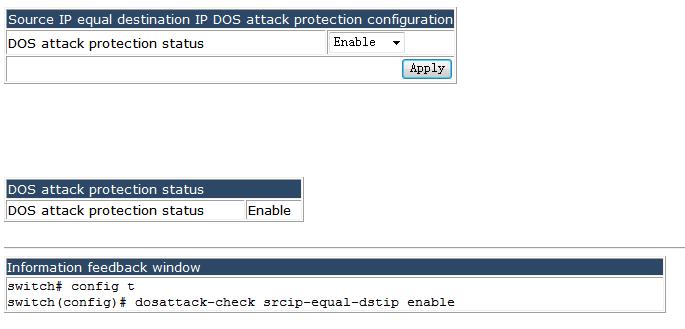 4.30.2 Source port equal destination port DOS attack protection configuration.