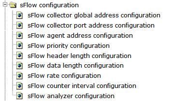 there are "sflow collector global address configuration", "sflow collector port address configuration", "sflow agent address