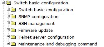 Chapter 4 Switch Configuration Switch configuration interface consists of 3 main areas, areas for the status bar at the top, the area on the left menu bar, right the main configuration window.