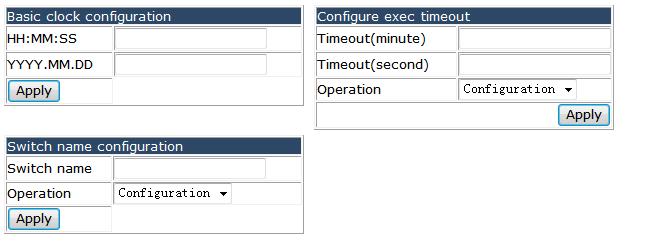 you can change the time, the switch name, configure the exec timeout. 4.1.1.5 Save current running-configuration.