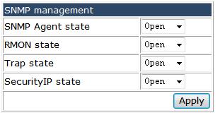 you can open or close SNMP, RMON, Trap, Security IP state function. 4.1.2.3 Community managers.