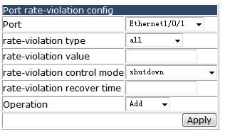 Rate-violation configuration, and the following page appears.