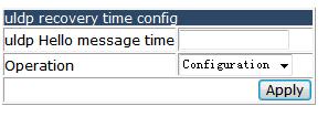 you can set the Hello message interval. 4.3.10.3 ULDP recovery time config.