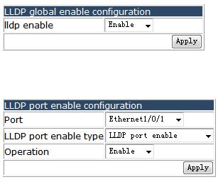 you can enable the LLDP configuration for the global device or for every independent port. For one port the enable type include LLDP port enable and LLDP port trap enable. 4.3.11.