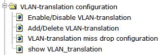 There are "Enable/Disable VLAN-translation", "Add/Delete VLAN-translation", "VLAN-translation miss drop configuration", "show VLAN-translation", configuration web pages. 4.5.