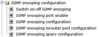 snooping mrouter port configuration", "IGMP snooping query configuration", configuration web pages. 4.6.