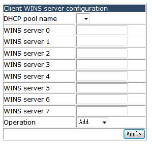 Client WINS server configuration, and the following page appears.