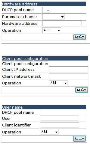 4.12.2.3 Address pool name configuration. Choose DHCP configuration > DHCP server configuration > Address pool name configuration, and the following page appears.