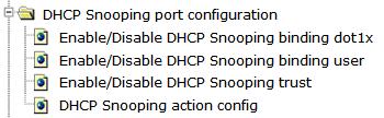 4.13.2 DHCP Snooping port configuration. Choose DHCP Snooping configuration, and the following page appears.