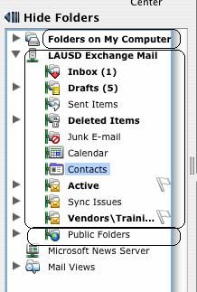 Above your account you will see Folders on My Computer. This is where you can move items off the Exchange Server and store them on your local computer.
