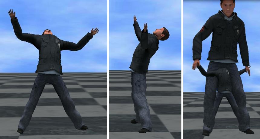 Figure 7.3: The poses created in experiment 01 do no longer look like poses in the original motion (right) Figure 7.