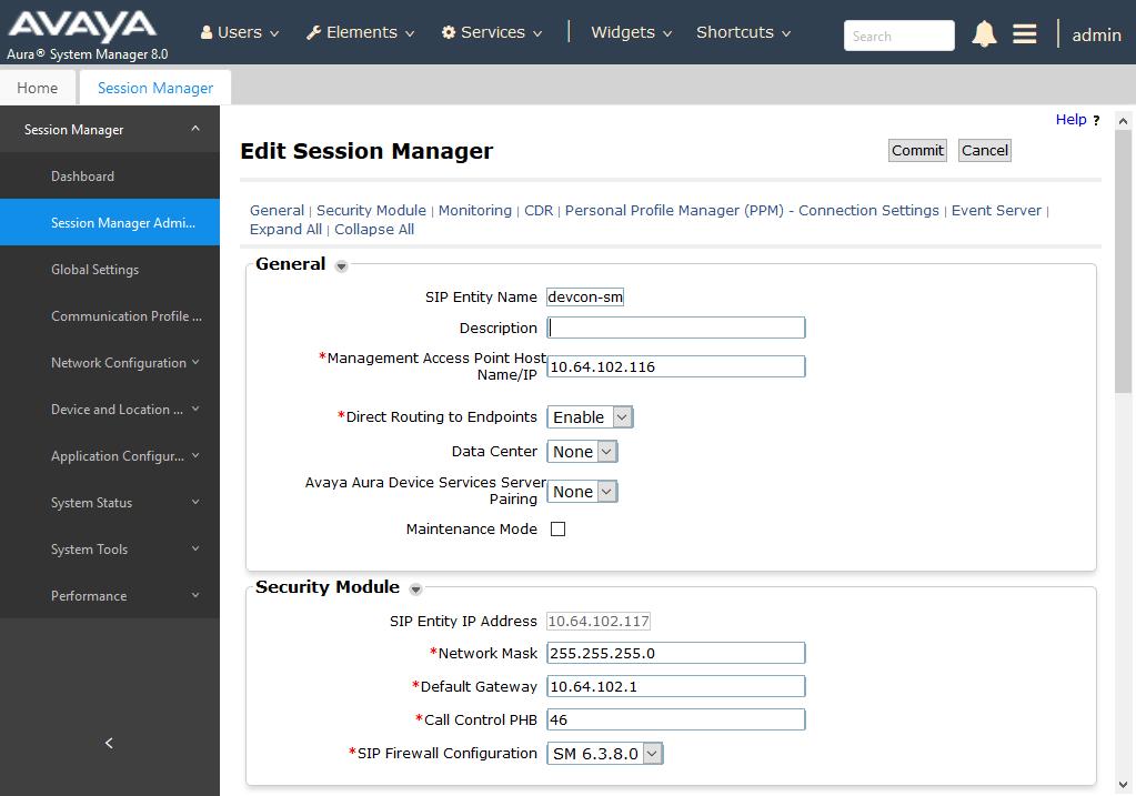 6.7 Add Session Manager To complete the configuration, adding the Session Manager will provide the linkage between System Manager and Session Manager.