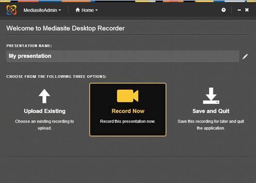 MDR: Select Record Now option 5. Click Record Now, and choose your recording options. With MDR you have the ability to created four different types of presentations 1.