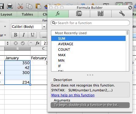Sum allows you to add together a row/column of numbers.