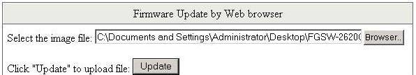 After find the firmware location from administrator PC, press Update button to start the