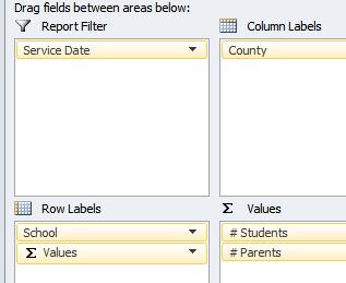 5. Filter the data to the Year 2012. Your pivot table should look like this: 6.