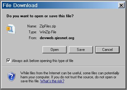 Figure 2-27. Windows File Download Dialog Box 3. If you wish to print the one or more reports in their entirety immediately, select the Open button.