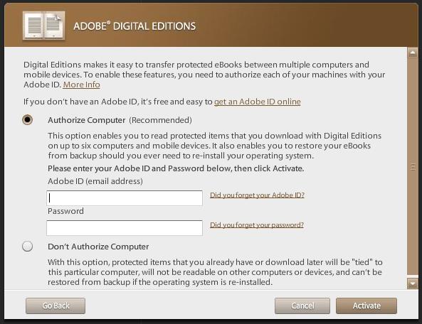 If you do not have an Adobe ID and Password, you can create