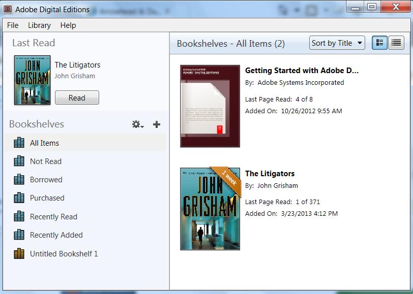 Adobe Digital Editions will launch and your book will automatically begin downloading to the