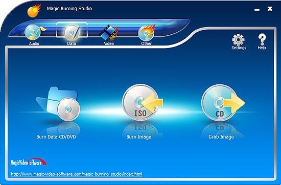 Create Data Disc There are three data parts offered by Magic Burning Studio, you can enter the desired part for processing your orders directly.