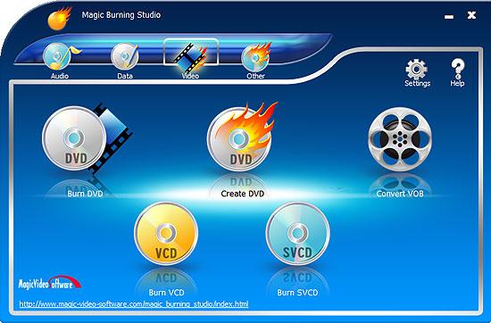 Create Video Disc There are five video parts offered by Magic Burning Studio, you can enter the desired part for processing your orders directly.